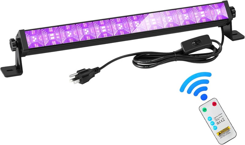 ZHPINGMX 48W LED Black Light Bar with Remote and Switch,Blacklight Bars with Plug and 6.5ft Cord,Black Light for Glow Party,Halloween,Bedroom,1 Pack - Image 1